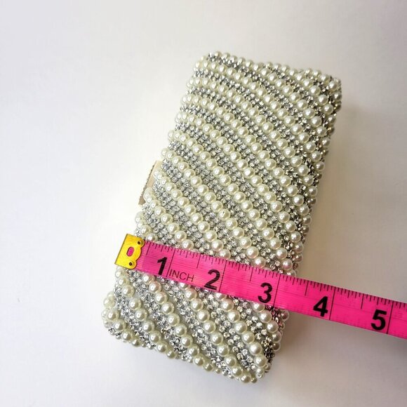 Pearl and Rhinestone Clutch Purse Pearl Evening Bag Pearl Wedding Purse - Picture 9 of 13